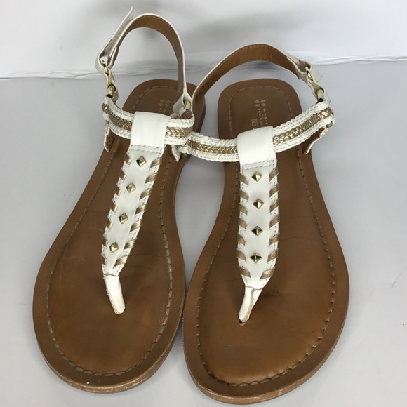 Naturalizer Shoes - NATURALIZER WHITE GOLD TRIM SANDALS SIZE 8.5